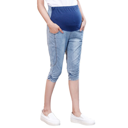 Maternity pants summer jeans 100% cotton capris